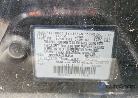 2013 Nissan Versa S z USA, uszkodzony, nr VIN 3N1CN7AP4DL853631
